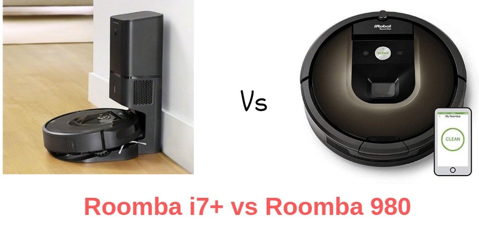iRobot Roomba 980 vs i7+ - iRobot Roomba i7+ vs 980 Infographic